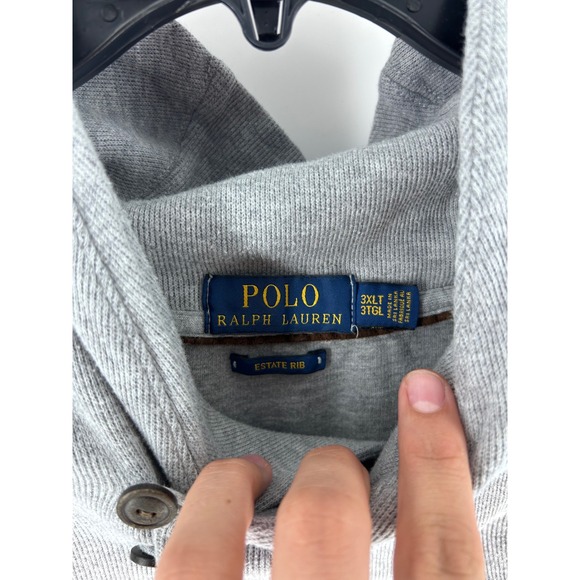 Polo Ralph Lauren Mens Gray Estate Rib Shawl Collar Button Pullover Shirt 3XLT - Picture 5 of 8